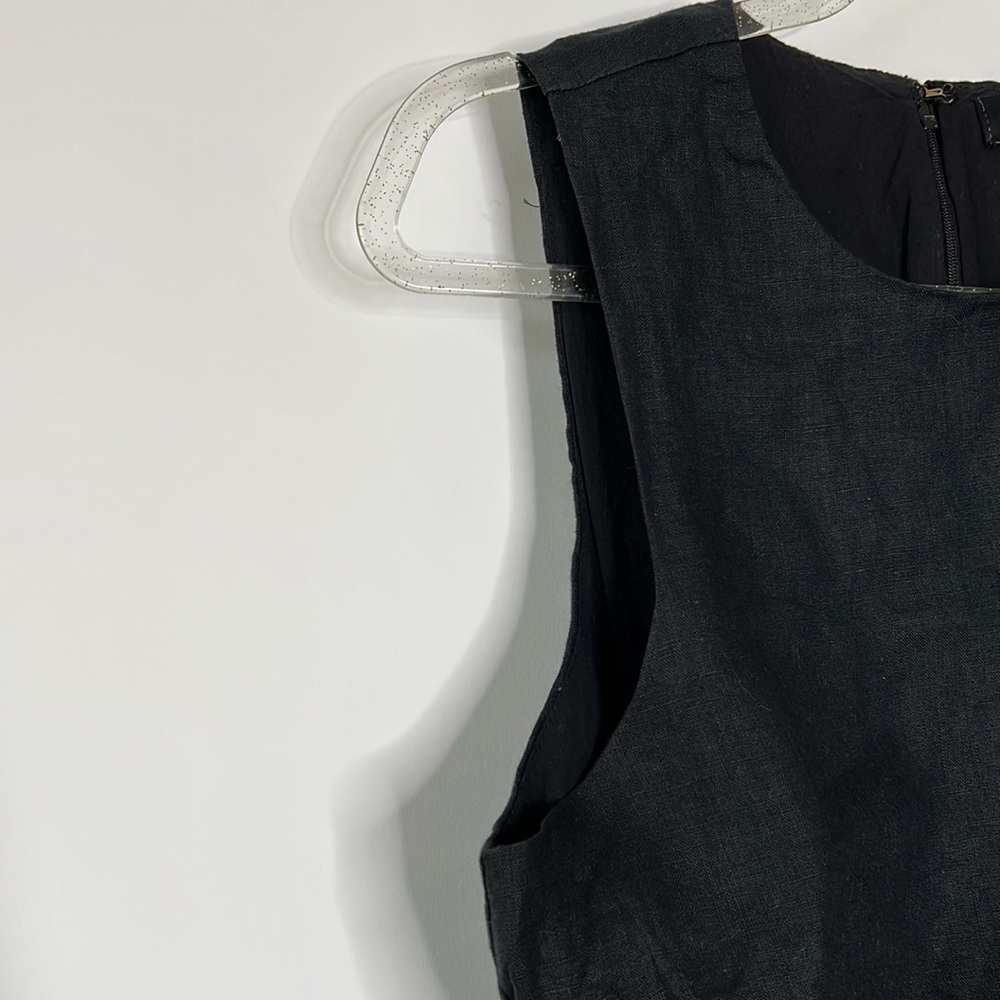 LIONESS Black Linen Mini Dress Sz Medium - Picture 7 of 12